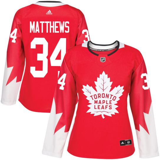 2017 NHL Toronto Maple Leafs women #34 Auston Matthews red jersey->->Women Jersey